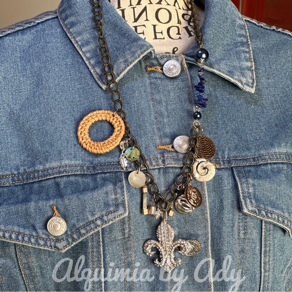 Multi charms bohemian necklace lapis - Picture 1 of 6